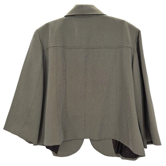 Studio I Womans size 20W Open Front Blazer Brown & White Twill Cropped Lined NEW - Picture 4 of 8